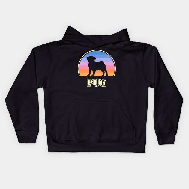 Pug Vintage Sunset Dog Kids Hoodie by millersye